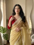 TRENDING SHIMMER CREPE JARKAN STONE WORK BORDER AND ALL OVER DIAMOND WORK SAREE WITH UNSTITCHED BLOUSE PARTY WEAR WHOLESALE PRICE ETHNIC GARMENT (3)