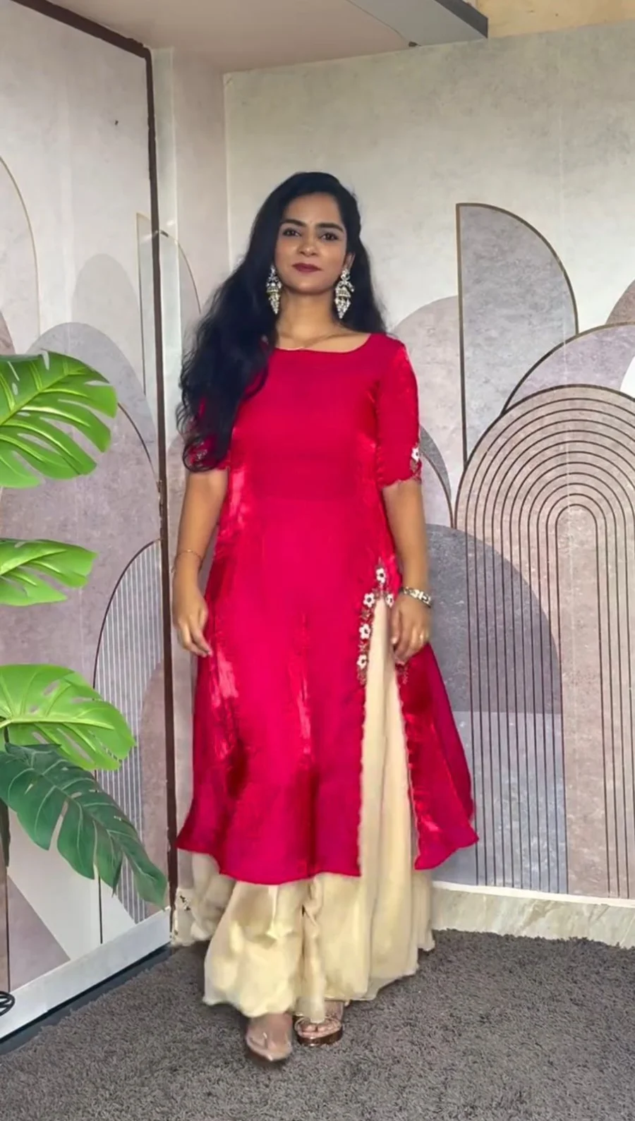 TRENDING SPACE SILK HANDWORK & MAGGAM WORK KURTI PALAZZO SET FESTIVE WEAR WHOLESALE PRICE ETHNIC GARMENT (2)