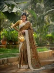 TRENDING TWILL NET CHIKANKARI WORK SAREE WITH UNSTITCHED BLOUSE WEDDING WEAR WHOLESALE PRICE ETHNIC GARMENT (4)