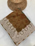 TRENDING TWILL NET CHIKANKARI WORK SAREE WITH UNSTITCHED BLOUSE WEDDING WEAR WHOLESALE PRICE ETHNIC GARMENT (4)
