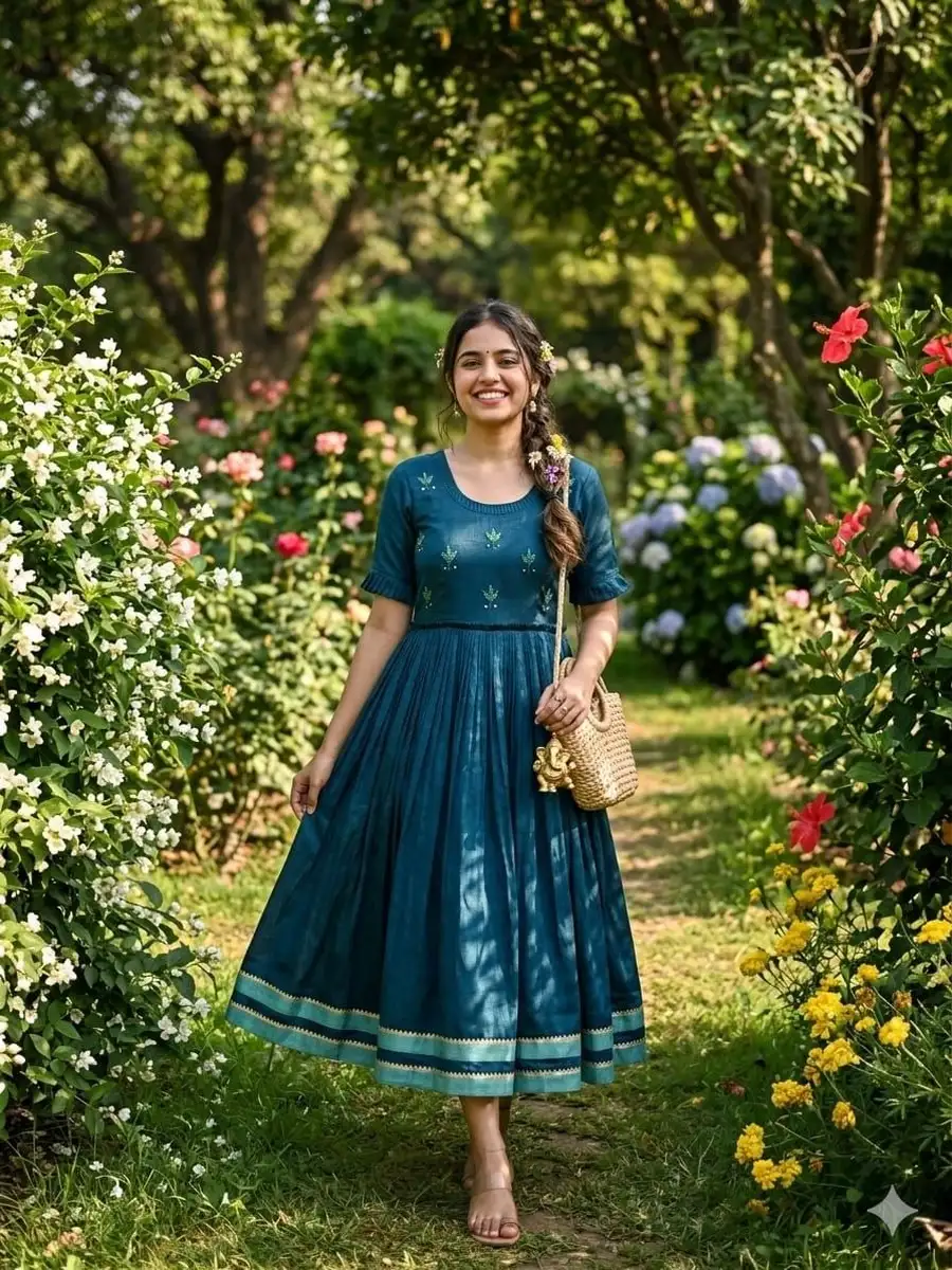 TRENDING VICHITRA SILK MAGGAM WORK ONE PIECE DRESS FESTIVE WEAR WHOLESALE PRICE ETHNIC GARMENT (6)