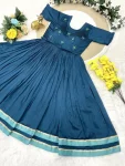 TRENDING VICHITRA SILK MAGGAM WORK ONE PIECE DRESS FESTIVE WEAR WHOLESALE PRICE ETHNIC GARMENT (13)