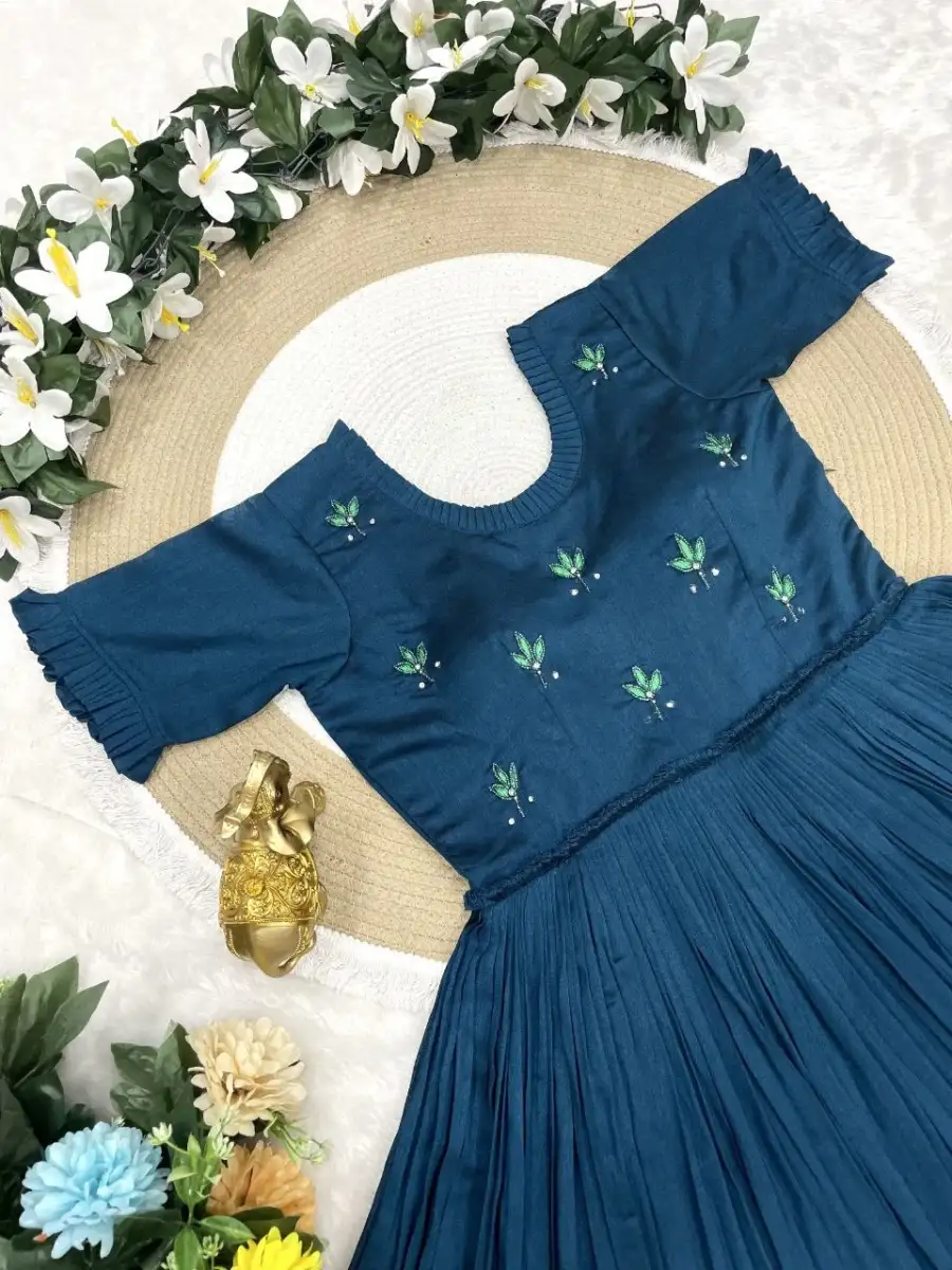 TRENDING VICHITRA SILK MAGGAM WORK ONE PIECE DRESS FESTIVE WEAR WHOLESALE PRICE ETHNIC GARMENT (9)