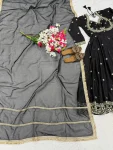 TRENDING VICHITRA SILK SEQUENCE AND EMBROIDERY WORK GOWN BOTTOM WITH DUPATTA PARTY WEAR WHOLESALE PRICE ETHNIC GARMENT (3)