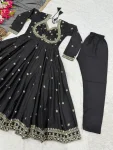 TRENDING VICHITRA SILK SEQUENCE AND EMBROIDERY WORK GOWN BOTTOM WITH DUPATTA PARTY WEAR WHOLESALE PRICE ETHNIC GARMENT (3)