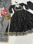 TRENDING VICHITRA SILK SEQUENCE AND EMBROIDERY WORK GOWN BOTTOM WITH DUPATTA PARTY WEAR WHOLESALE PRICE ETHNIC GARMENT (3)