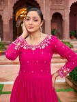 10DESIGNER FAUX GEORGETTE EMBROIDERY WORK GOWN FESTIVE WEAR WHOLESALE PRICE ETHNIC GARMENT (10)