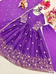 10DESIGNER VICHITRA SILK EMBROIDERY 5 MM SEQUENCE WORK GOWN BOTTOM WITH DUPATTA WEDDING WEAR WHOLESALE PRICE ETHNIC GARMENT (13)