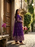 10DESIGNER VICHITRA SILK EMBROIDERY 5 MM SEQUENCE WORK GOWN BOTTOM WITH DUPATTA WEDDING WEAR WHOLESALE PRICE ETHNIC GARMENT (13)