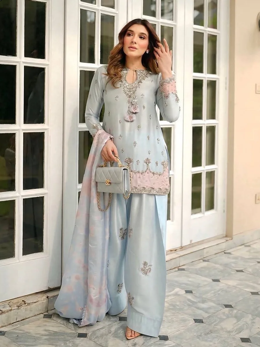 10FANCY JAPAN SATIN SILK EMBROIDERY 3 MM SEQUENCE WORK TOP PATIYALA WITH DUPATTA FESTIVE WEAR WHOLESALE PRICE ETHNIC GARMENT (12)