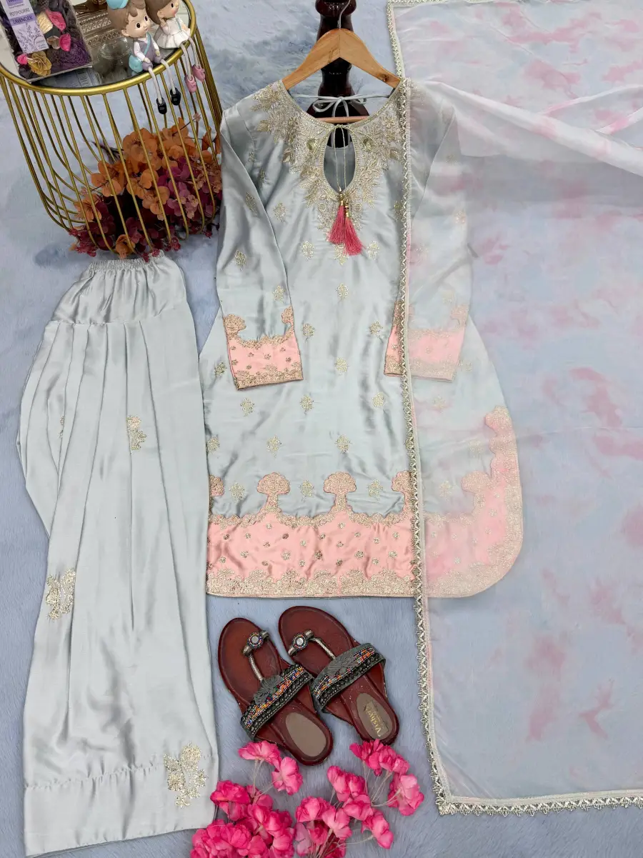 10FANCY JAPAN SATIN SILK EMBROIDERY 3 MM SEQUENCE WORK TOP PATIYALA WITH DUPATTA FESTIVE WEAR WHOLESALE PRICE ETHNIC GARMENT (13)