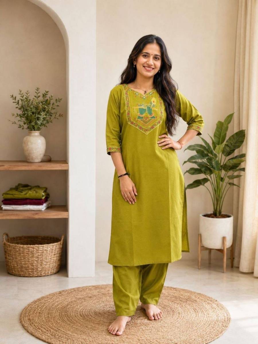10MODERN COTTON EMBROIDERY WORK TOP PENT SET FESTIVE WEAR WHOLESALE PRICE ETHNIC GARMENT (39)