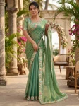 11DESIGNER FENDY CHIFFON BEADS EMBROIDERY WORK LACE BORDER WORK SAREE WITH UNSTITCHED BLOUSE WEDDING WEAR WHOLESALE PRICE ETHNIC GARMENT (16)
