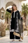 DESIGNER NATURAL SILK EMBROIDRY WORK WITH HEAVY PERAL MOTI HAND WORK TOP PALAZZO WITH DUPATTA BLACK