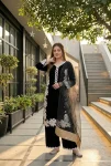 11DESIGNER NATURAL SILK EMBROIDRY WORK WITH HEAVY PERAL MOTI HAND WORK TOP PALAZZO WITH DUPATTA FESTIVE WEAR WHOLESALE PRICE ETHNIC GARMENT (12)