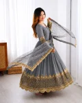 12DESIGNER GEORGETTE EMBROIDERY SEQUENCE WORK GOWN WITH DUPATTA FESTIVE WEAR WHOLESALE PRICE ETHNIC GARMENT (10)