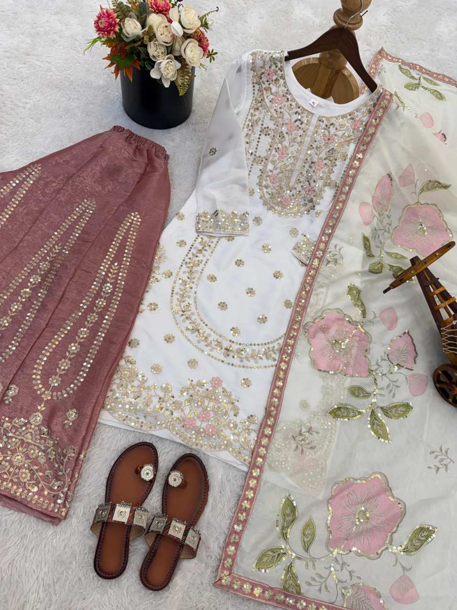 12DESIGNER GMY SILK EMBROIDERY SEQUENCE WORK TOP PALAZZO WITH DUPATTA FESTIVE WEAR WHOLESALE PRICE ETHNIC GARMENT (17)