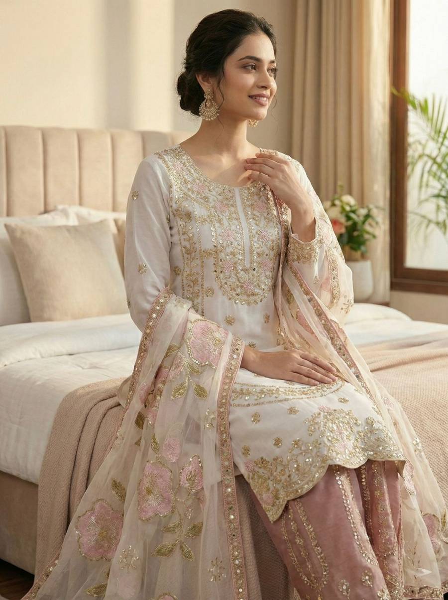 12DESIGNER GMY SILK EMBROIDERY SEQUENCE WORK TOP PALAZZO WITH DUPATTA FESTIVE WEAR WHOLESALE PRICE ETHNIC GARMENT (21)