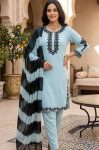 RICH LOOK GEORGETTE EMBROIDERY WORK  TOP BOTTOM WITH DUPATTA SKY
