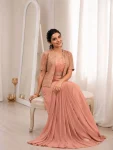 13DESIGNER CREPE SILK EMBROIDERY SEQUENCE LACE WORK READY TO WEAR SAREE WITH BLOUSE AND KOTI PARTY WEAR WHOLESALE PRICE ETHNIC GARMENT (30)