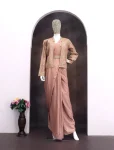 13DESIGNER CREPE SILK EMBROIDERY SEQUENCE LACE WORK READY TO WEAR SAREE WITH BLOUSE AND KOTI PARTY WEAR WHOLESALE PRICE ETHNIC GARMENT (30)