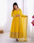 13DESIGNER GEORGETTE EMBROIDERY SEQUENCE WORK GOWN WITH DUPATTA FESTIVE WEAR WHOLESALE PRICE ETHNIC GARMENT (14)