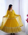 13DESIGNER GEORGETTE EMBROIDERY SEQUENCE WORK GOWN WITH DUPATTA FESTIVE WEAR WHOLESALE PRICE ETHNIC GARMENT (14)