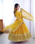 13DESIGNER GEORGETTE EMBROIDERY SEQUENCE WORK GOWN WITH DUPATTA FESTIVE WEAR WHOLESALE PRICE ETHNIC GARMENT (14)