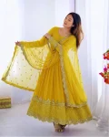 13DESIGNER GEORGETTE EMBROIDERY SEQUENCE WORK GOWN WITH DUPATTA FESTIVE WEAR WHOLESALE PRICE ETHNIC GARMENT (14)