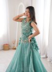 13MODERN SALSA CRUSH PLAIN LEHENGA CHOLI WITH ZARI & SEQUENCE EMBROIDERY WORK WITH PEARL & MOTI LACE WORK KOTI WEDDING WEAR WHOLESALE PRICE ETHNIC GARMENT (9)