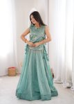 13MODERN SALSA CRUSH PLAIN LEHENGA CHOLI WITH ZARI & SEQUENCE EMBROIDERY WORK WITH PEARL & MOTI LACE WORK KOTI WEDDING WEAR WHOLESALE PRICE ETHNIC GARMENT (9)