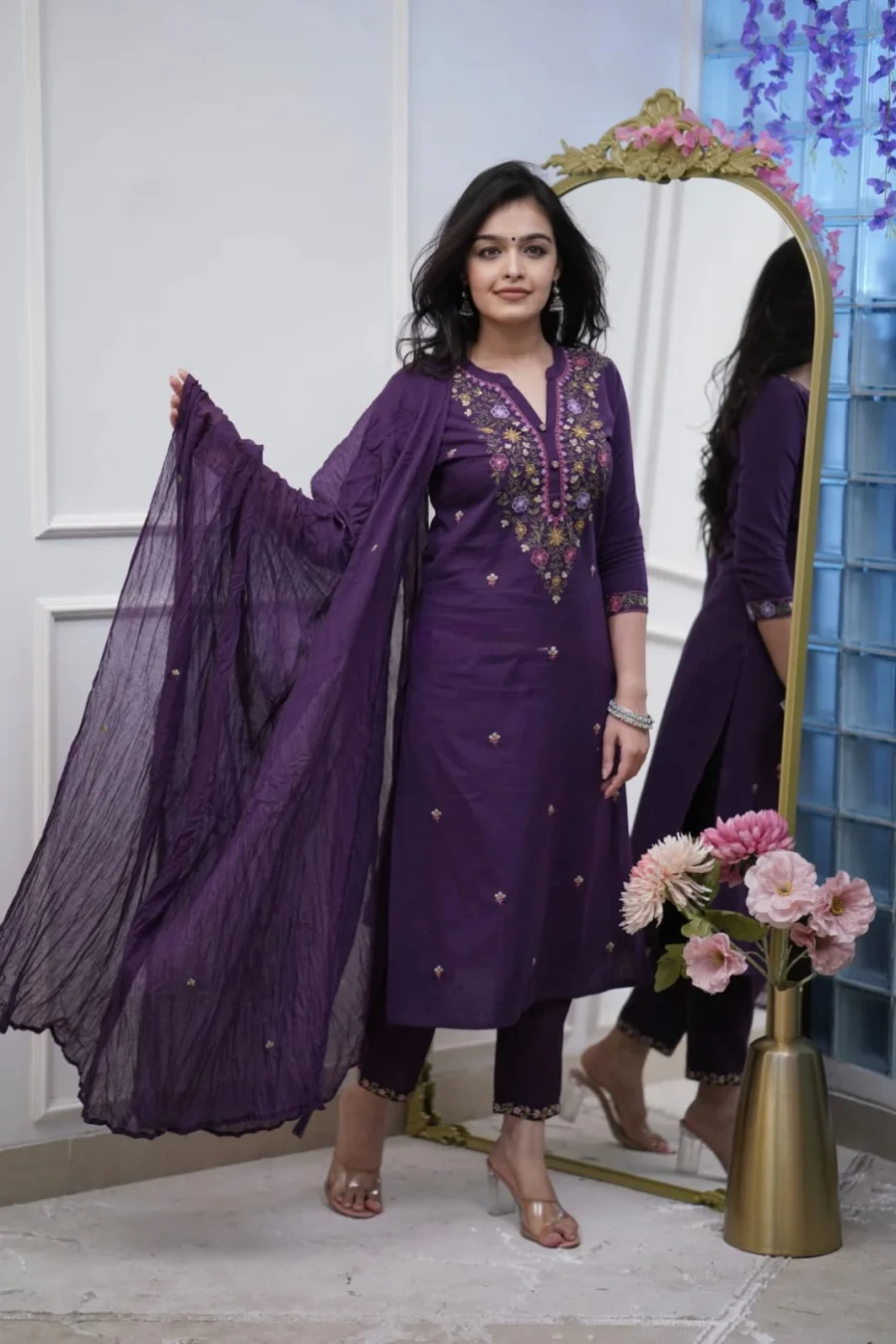 13NEW ARRIVAL RAYON EMBROIDERY WORK TOP BOTTOM WITH DUPATTA FESTIVE WEAR WHOLESALE PRICE ETHNIC GARMENT (14)