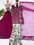 14FANCY GEORGETTE EMBROIDERY SEQUENCE PEARL HAND WORK TOP PALAZZO WITH DUPATTA FESTIVE WEAR WHOLESALE PRICE ETHNIC GARMENT (13)