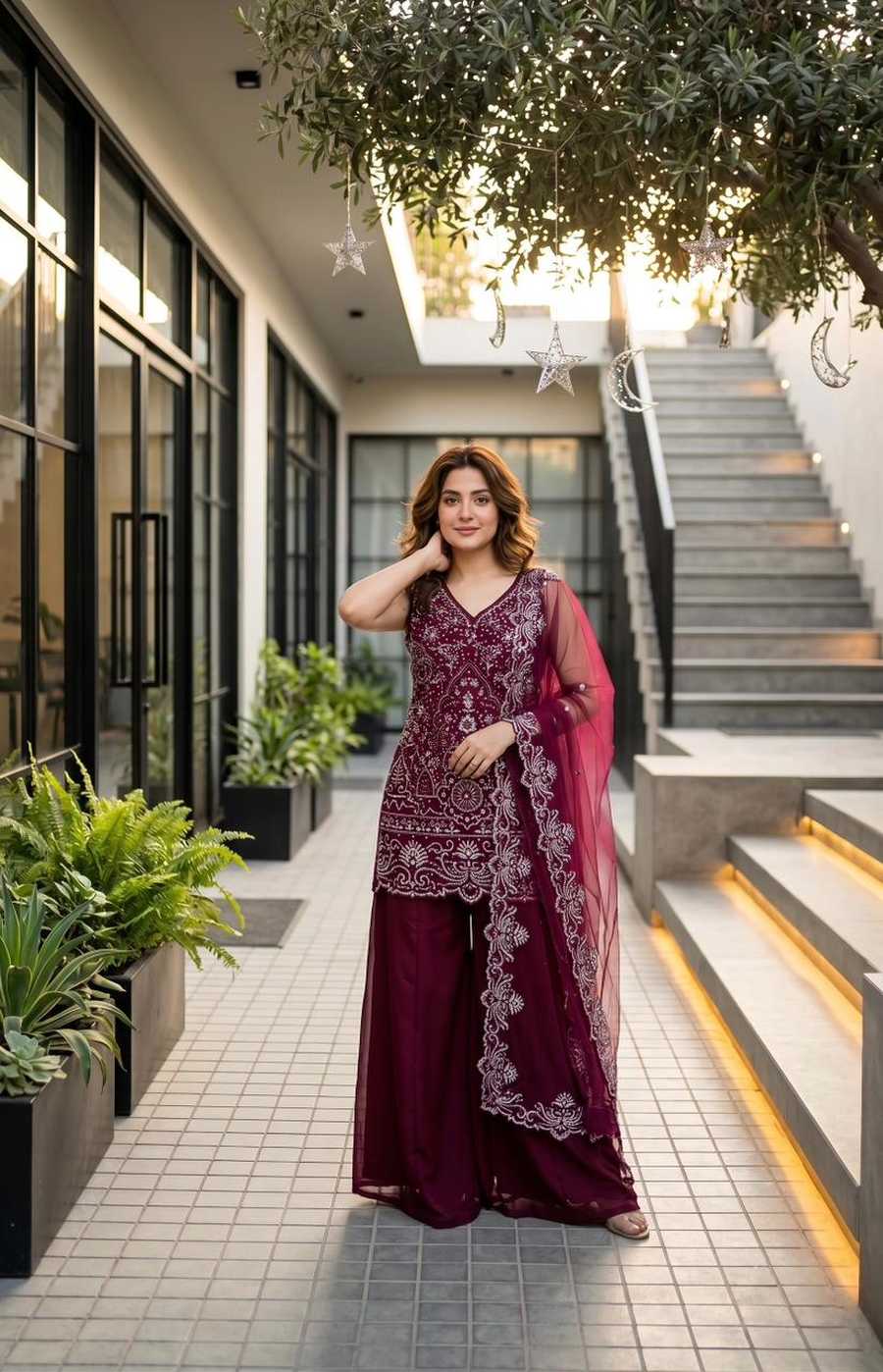 14FANCY GEORGETTE EMBROIDERY SEQUENCE PEARL HAND WORK TOP PALAZZO WITH DUPATTA FESTIVE WEAR WHOLESALE PRICE ETHNIC GARMENT (17)