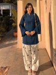 TRENDING RAYON PLAIN TOP WITH THREAD WORK PATIYALA TEAL