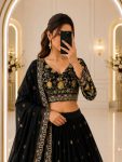 15DESIGNER CHINON SILK THREAD EMBROIDERY WORK LEHENGA CHOLI WITH DUPATTA WEDDING WEAR WHOLESALE PRICE ETHNIC GARMENT (13)