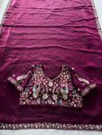 16DESIGNER FENDY SATIN SILK 3BEADS, SEQUNCE & CUTDANA EMBROIDERY WORK LACE BORDER WORK SAREE WITH STITCHED BLOUSE WEDDING WEAR WHOLESALE PRICE ETHNIC GARMENT (37)