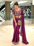 16DESIGNER FENDY SATIN SILK 3BEADS, SEQUNCE & CUTDANA EMBROIDERY WORK LACE BORDER WORK SAREE WITH STITCHED BLOUSE WEDDING WEAR WHOLESALE PRICE ETHNIC GARMENT (37)