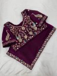 16DESIGNER FENDY SATIN SILK 3BEADS, SEQUNCE & CUTDANA EMBROIDERY WORK LACE BORDER WORK SAREE WITH STITCHED BLOUSE WEDDING WEAR WHOLESALE PRICE ETHNIC GARMENT (37)