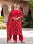 FANCY COTTON MULTI EMBROIDERY THREAD WITH HAND WORK TOP BOTTOM WITH DUPATTA RANI