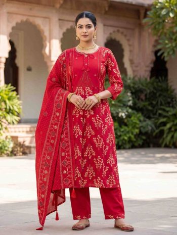 FANCY COTTON MULTI EMBROIDERY THREAD WITH HAND WORK TOP BOTTOM WITH DUPATTA RANI