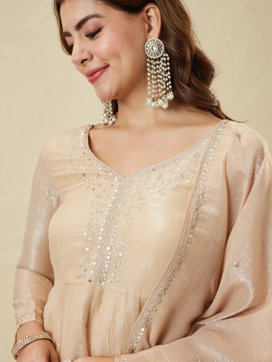 16RICH LOOK CRUNCHY SILK EMBROIDERY SEQUENCE WORK TOP PALAZZO WITH DUPATTA FESTIVE WEAR WHOLESALE PRICE ETHNIC GARMENT (2)