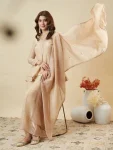 RICH LOOK CRUNCHY SILK EMBROIDERY  SEQUENCE WORK TOP PALAZZO WITH DUPATTA CREAM