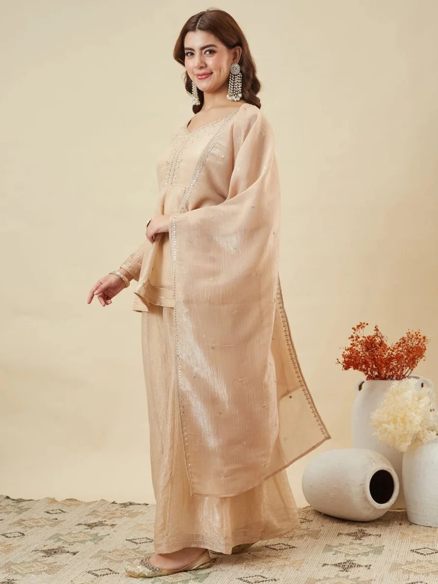 16RICH LOOK CRUNCHY SILK EMBROIDERY SEQUENCE WORK TOP PALAZZO WITH DUPATTA FESTIVE WEAR WHOLESALE PRICE ETHNIC GARMENT (5)