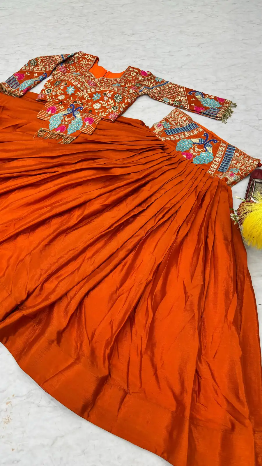 17DESIGNER CHINON EMBROIDERY THREAD & SEQUENCE WORK LEHENGA CHOLI WEDDING WEAR WHOLESALE PRICE ETHNIC GARMENT (10)