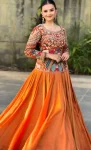 17DESIGNER CHINON EMBROIDERY THREAD & SEQUENCE WORK LEHENGA CHOLI WEDDING WEAR WHOLESALE PRICE ETHNIC GARMENT (12)