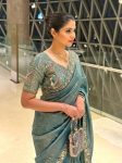 17DESIGNER FENDY SATIN SILK 3BEADS, SEQUNCE & CUTDANA EMBROIDERY WORK LACE BORDER WORK SAREE WITH STITCHED BLOUSE WEDDING WEAR WHOLESALE PRICE ETHNIC GARMENT (44)