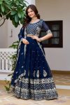 18DESIGNER GEORGETTE EMBROIDERY 7 MM SEQUENCE WORK LEHENGA CHOLI WITH DUPATTA WEDDING WEAR WHOLESALE PRICE ETHNIC GARMENT (18)