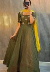 18DESIGNER VICHITRA SILK MAGGAM HAND WORK GOWN WITH DUPATTA FESTIVE WEAR WHOLESALE PRICE ETHNIC GARMENT (3)