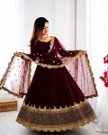 19DESIGNER GEORGETTE EMBROIDERY SEQUENCE WORK GOWN WITH DUPATTA FESTIVE WEAR WHOLESALE PRICE ETHNIC GARMENT (10)